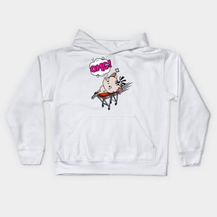 Funny Tabby Cat is on a runaway stretcher Kids Hoodie